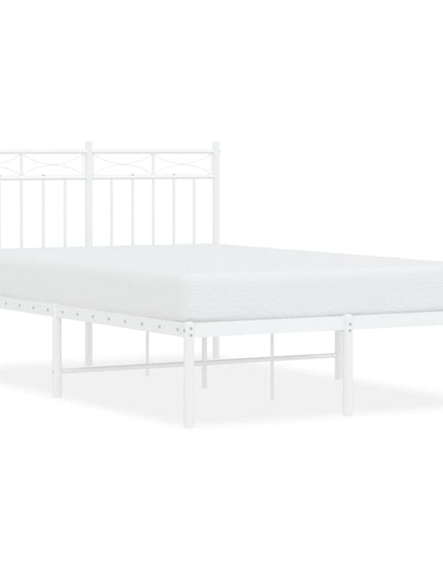 Încărcați imaginea în vizualizatorul Galerie, Cadru de pat metalic cu tăblie, alb, 120x200 cm - Lando
