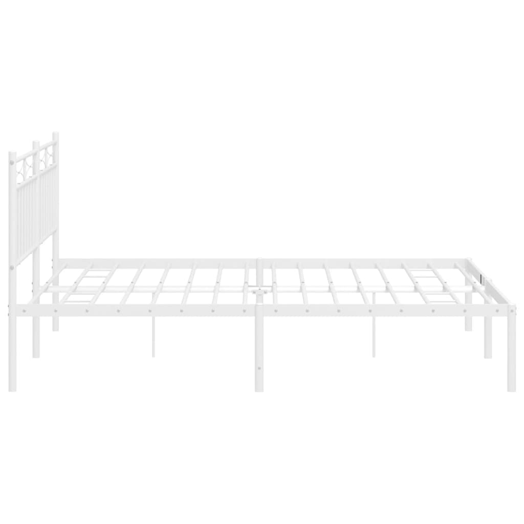 Cadru de pat metalic cu tăblie, alb, 150x200 cm - Lando
