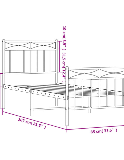 Загрузите изображение в средство просмотра галереи, Cadru de pat metalic cu tăblie de cap/picioare, alb, 80x200 cm - Lando
