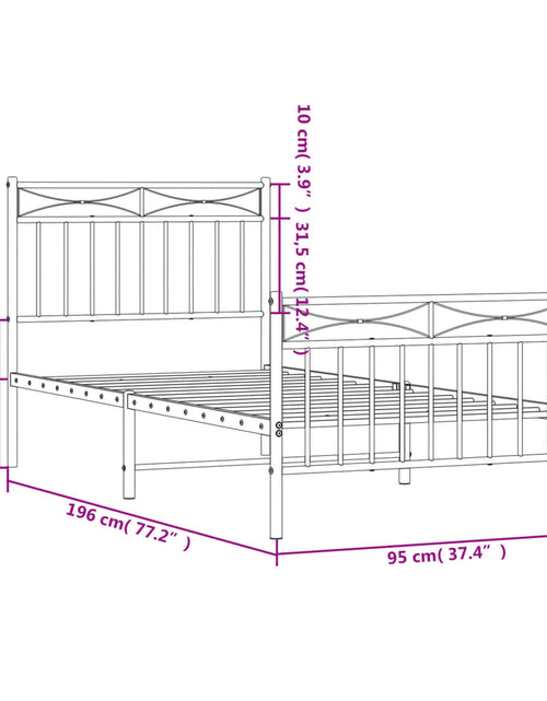 Загрузите изображение в средство просмотра галереи, Cadru de pat metalic cu tăblie de cap/picioare, alb, 90x190 cm - Lando
