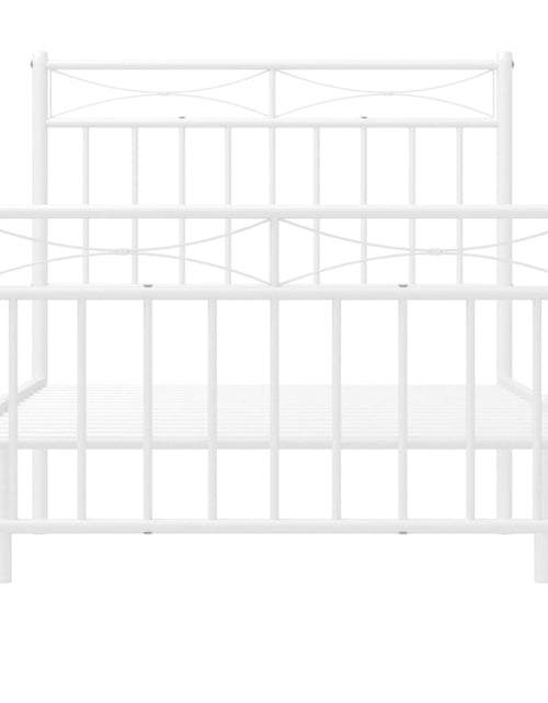 Загрузите изображение в средство просмотра галереи, Cadru de pat metalic cu tăblie de cap/picioare, alb, 90x200 cm - Lando
