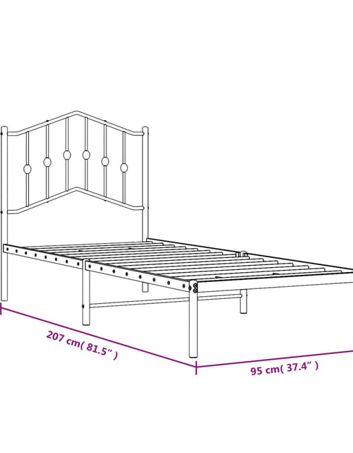 Încărcați imaginea în vizualizatorul Galerie, Cadru pat metalic cu tăblie, negru, 90x200 cm - Lando
