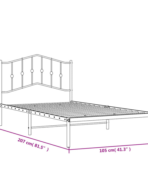 Загрузите изображение в средство просмотра галереи, Cadru de pat din metal cu tăblie, negru, 100x200 cm - Lando
