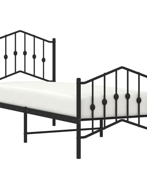 Încărcați imaginea în vizualizatorul Galerie, Cadru pat metalic cu tăblii de cap/picioare , negru, 75x190 cm - Lando
