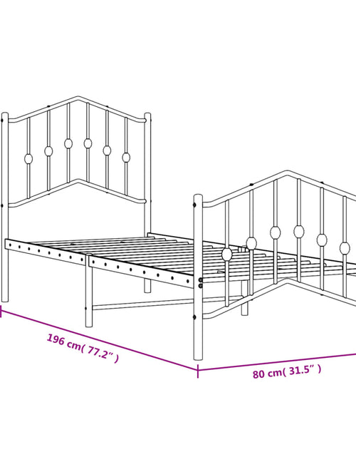 Загрузите изображение в средство просмотра галереи, Cadru pat metalic cu tăblii de cap/picioare , negru, 75x190 cm - Lando
