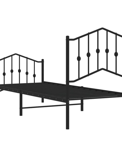 Încărcați imaginea în vizualizatorul Galerie, Cadru pat metalic cu tăblii de cap/picioare negru, 80x200 cm - Lando
