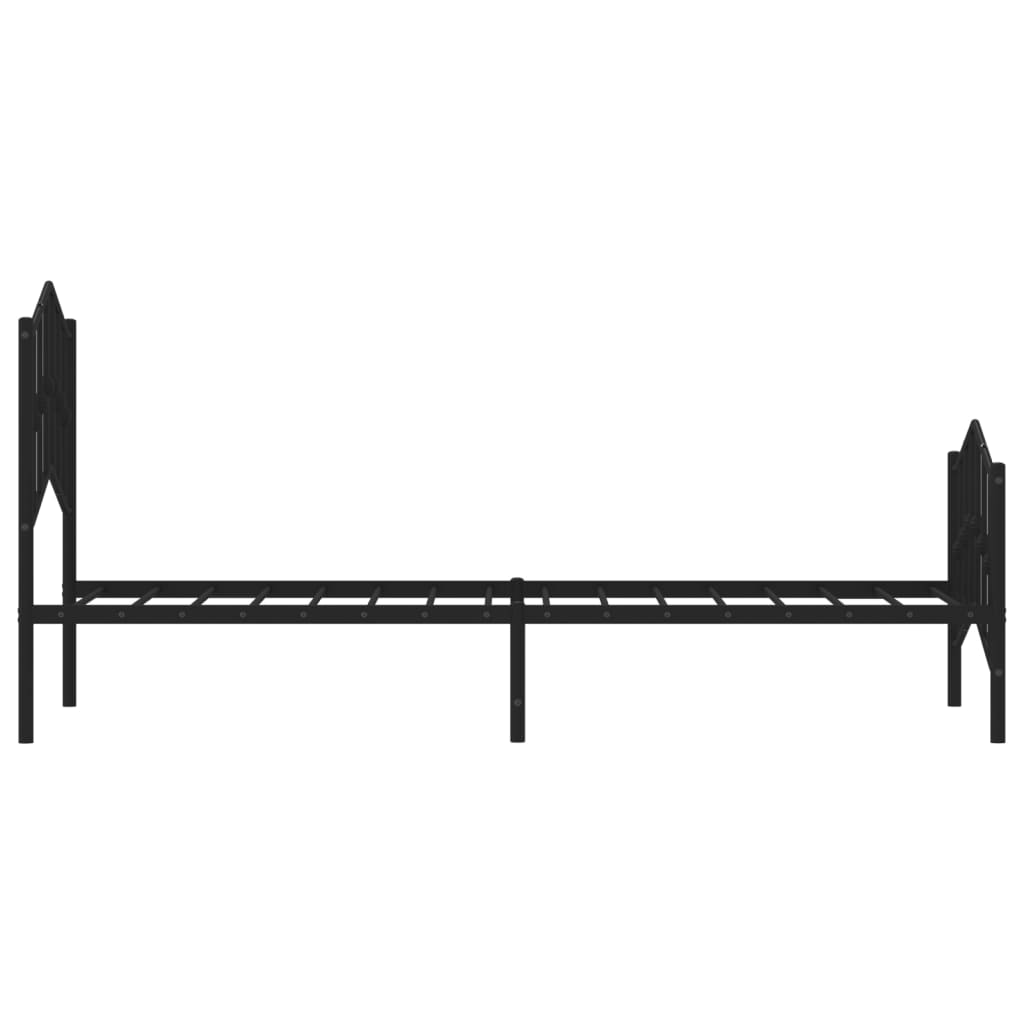 Cadru pat metalic cu tăblii de cap/picioare negru, 90x190 cm - Lando