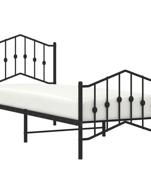 Încărcați imaginea în vizualizatorul Galerie, Cadru pat metalic cu tăblii de cap/picioare negru, 90x200 cm - Lando
