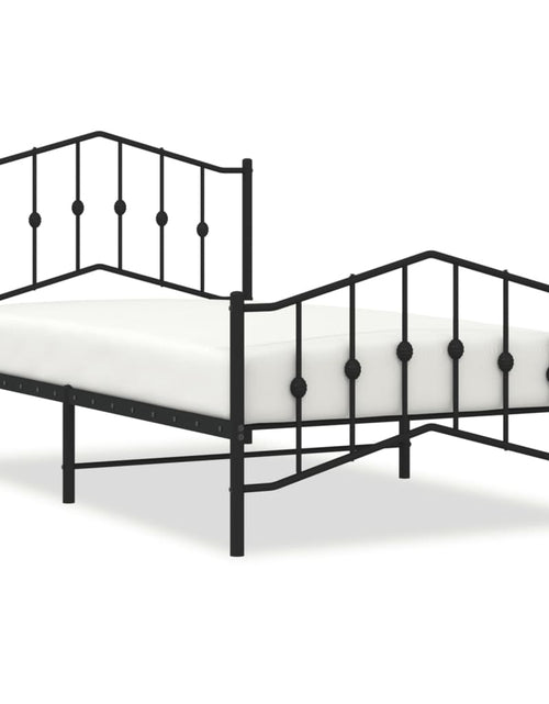 Încărcați imaginea în vizualizatorul Galerie, Cadru pat metalic cu tăblii de cap/picioare negru, 100x190 cm - Lando
