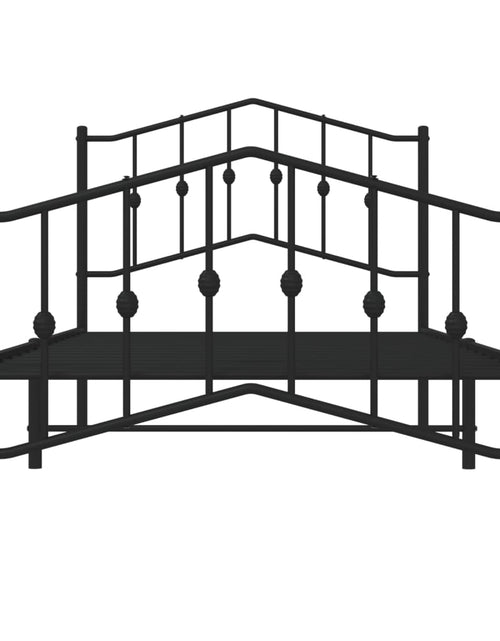 Загрузите изображение в средство просмотра галереи, Cadru pat metalic cu tăblii de cap/picioare negru, 100x190 cm - Lando
