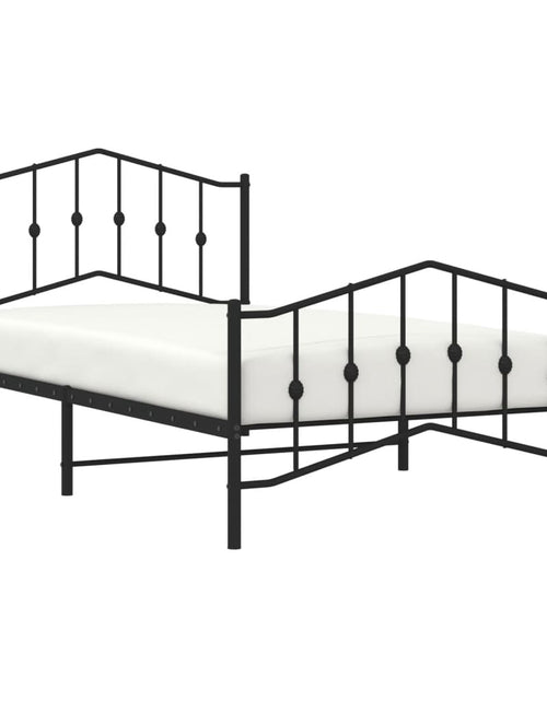 Încărcați imaginea în vizualizatorul Galerie, Cadru pat metalic cu tăblii de cap/picioare negru, 100x200 cm - Lando
