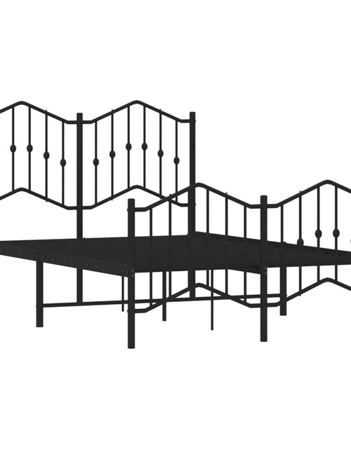 Încărcați imaginea în vizualizatorul Galerie, Cadru pat metalic cu tăblie de cap/picioare negru, 120x190 cm - Lando
