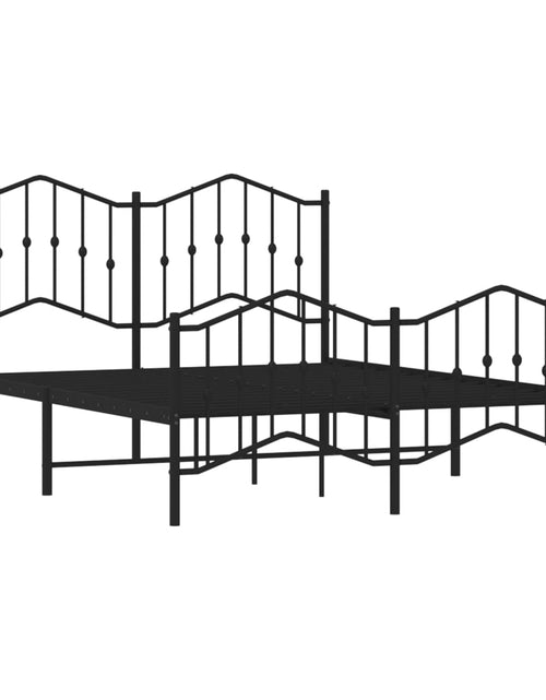 Încărcați imaginea în vizualizatorul Galerie, Cadru pat metalic cu tăblie de cap/picioare , negru, 135x190 cm - Lando
