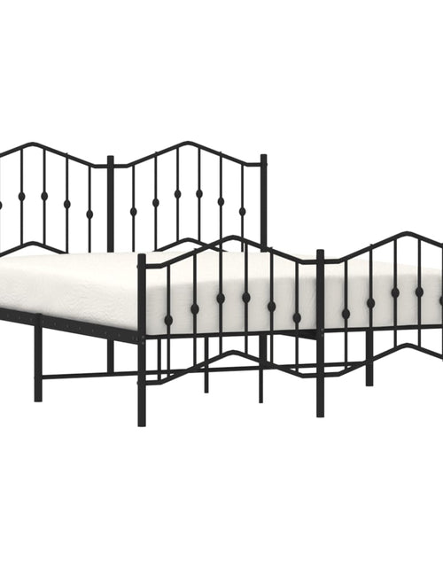 Загрузите изображение в средство просмотра галереи, Cadru pat metalic cu tăblie de cap/picioare , negru, 140x200 cm - Lando
