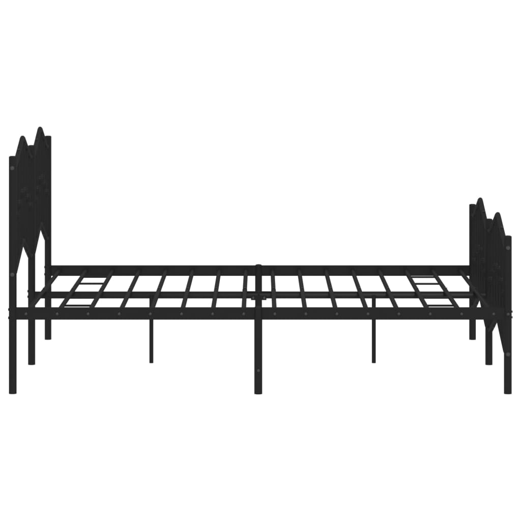 Cadru pat metalic cu tăblie de cap/picioare , negru, 140x200 cm - Lando