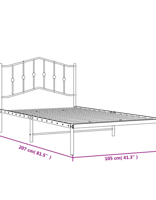 Încărcați imaginea în vizualizatorul Galerie, Cadru de pat din metal cu tăblie, alb, 100x200 cm - Lando
