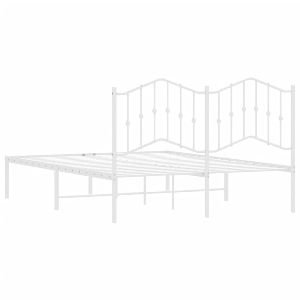 Cadru de pat metalic cu tăblie, alb, 140x200 cm - Lando