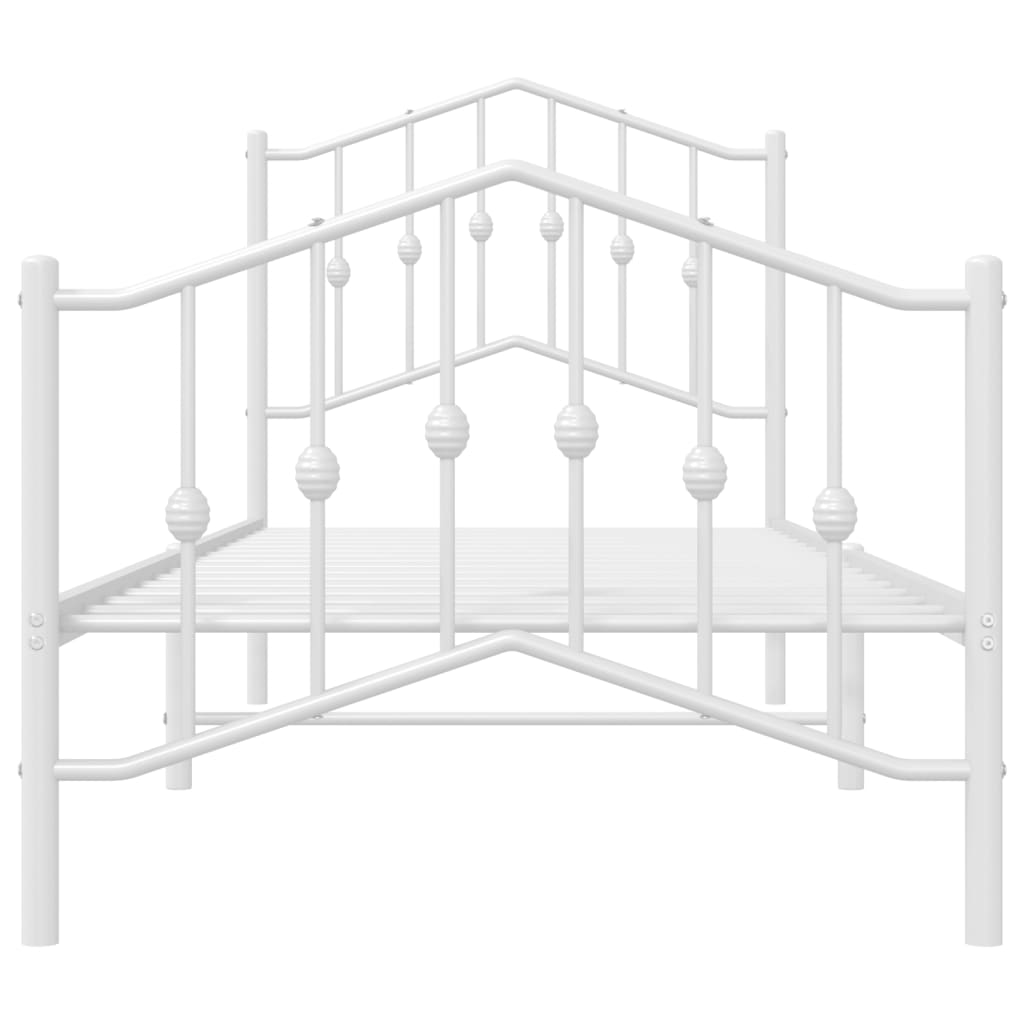 Cadru de pat metalic cu tăblie de cap/picioare , alb, 90x190 cm - Lando