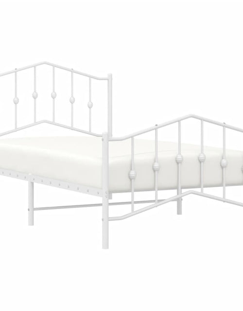Încărcați imaginea în vizualizatorul Galerie, Cadru de pat metalic cu tăblie de cap/picioare alb, 100x190 cm - Lando
