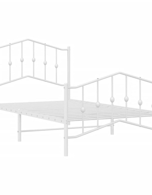 Загрузите изображение в средство просмотра галереи, Cadru de pat metalic cu tăblie de cap/picioare alb, 100x190 cm - Lando
