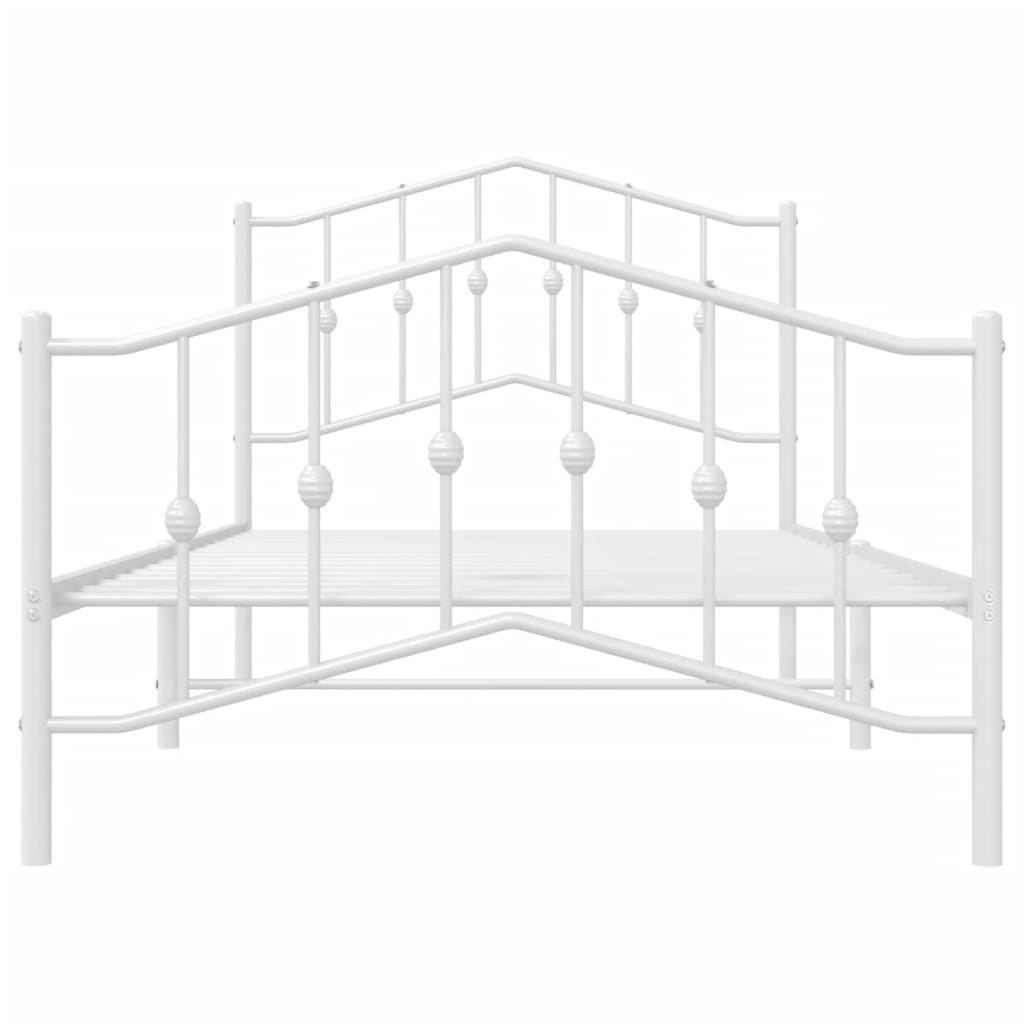 Cadru de pat metalic cu tăblie de cap/picioare alb, 100x190 cm - Lando