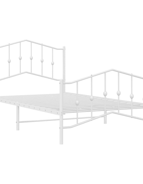 Încărcați imaginea în vizualizatorul Galerie, Cadru de pat metalic cu tăblie de cap/picioare alb, 100x200 cm - Lando
