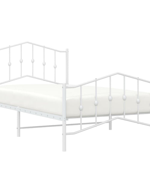 Încărcați imaginea în vizualizatorul Galerie, Cadru de pat metalic cu tăblie de cap/picioare alb 107x203 cm - Lando
