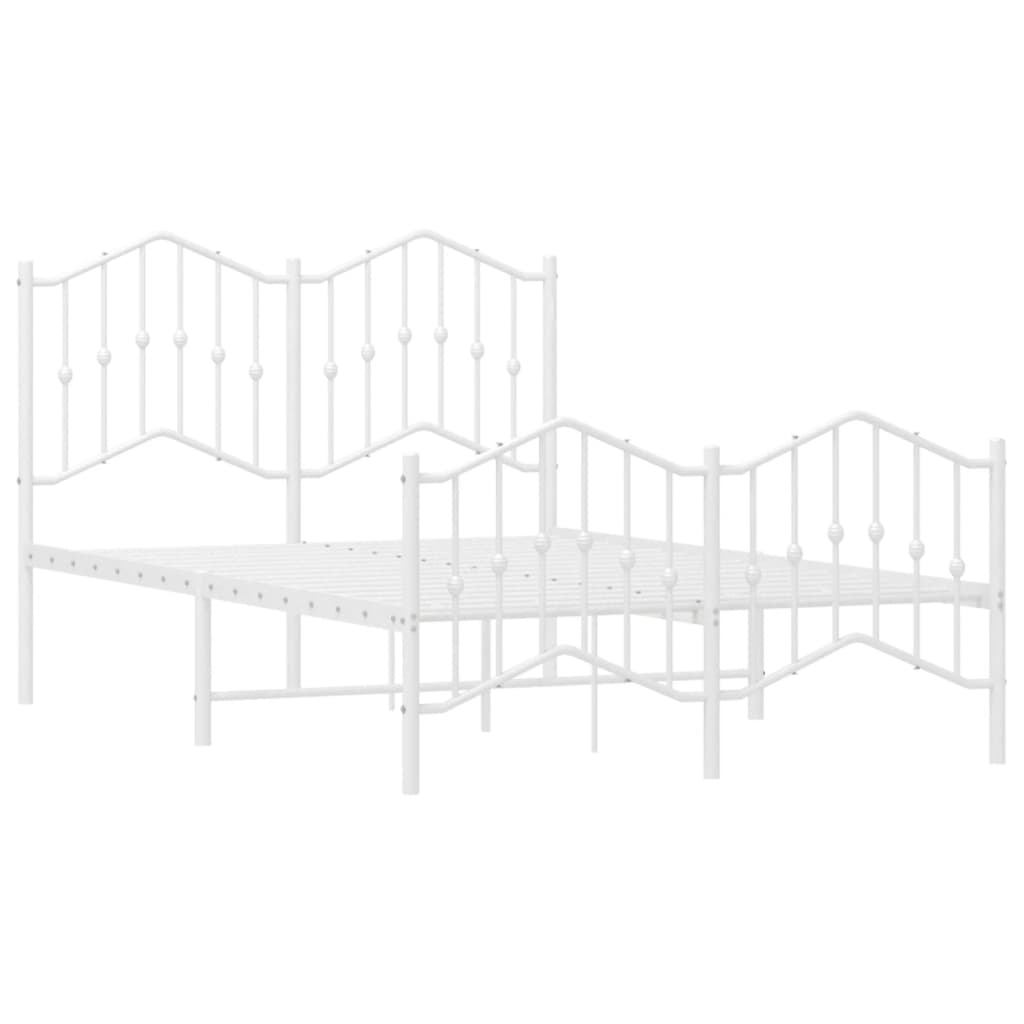 Cadru pat metalic cu tăblie de cap/picioare , alb, 120x190 cm - Lando