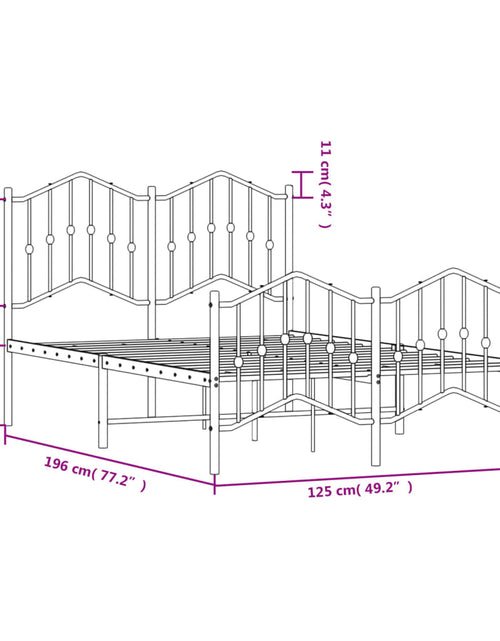 Încărcați imaginea în vizualizatorul Galerie, Cadru pat metalic cu tăblie de cap/picioare , alb, 120x190 cm - Lando

