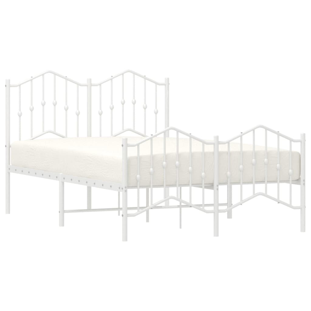 Cadru pat metalic cu tăblie de cap/picioare , alb, 120x200 cm - Lando