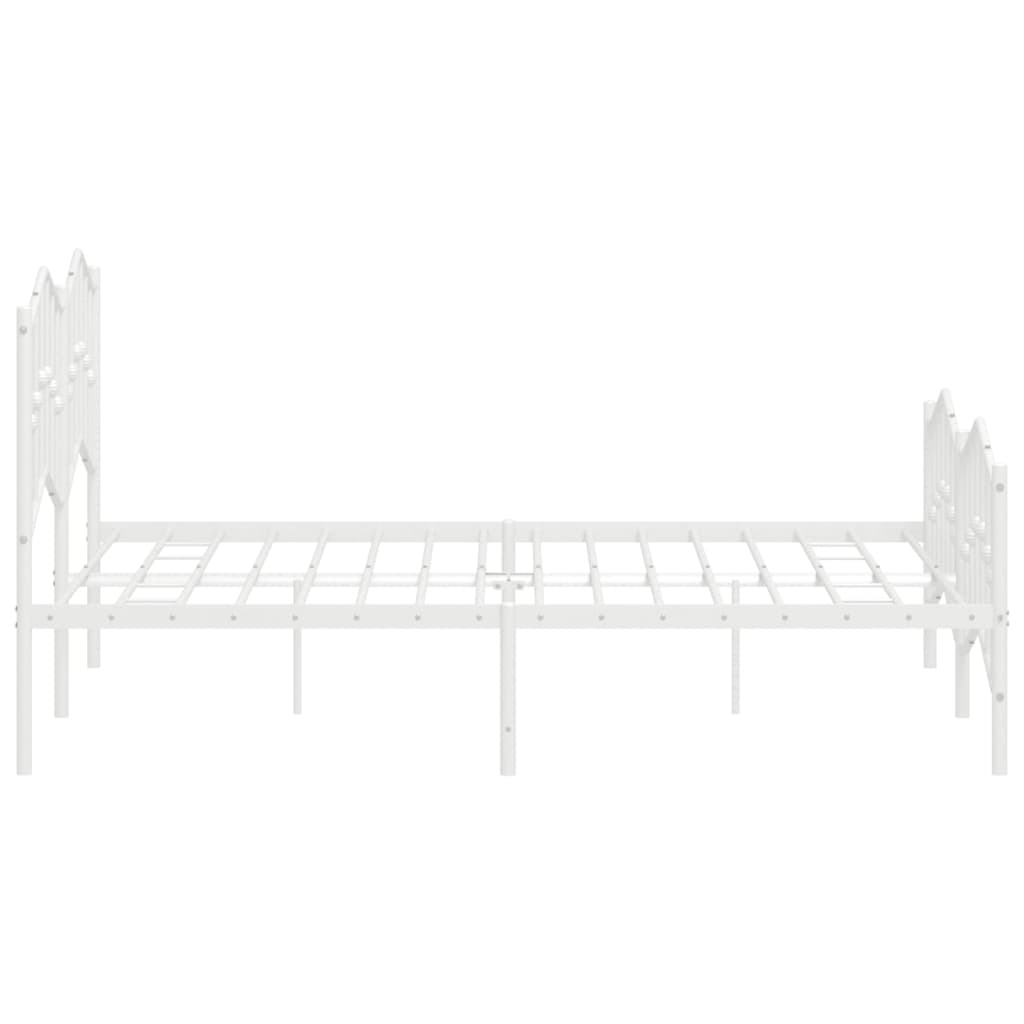 Cadru pat metalic cu tăblie de cap/picioare , alb, 140x190 cm - Lando