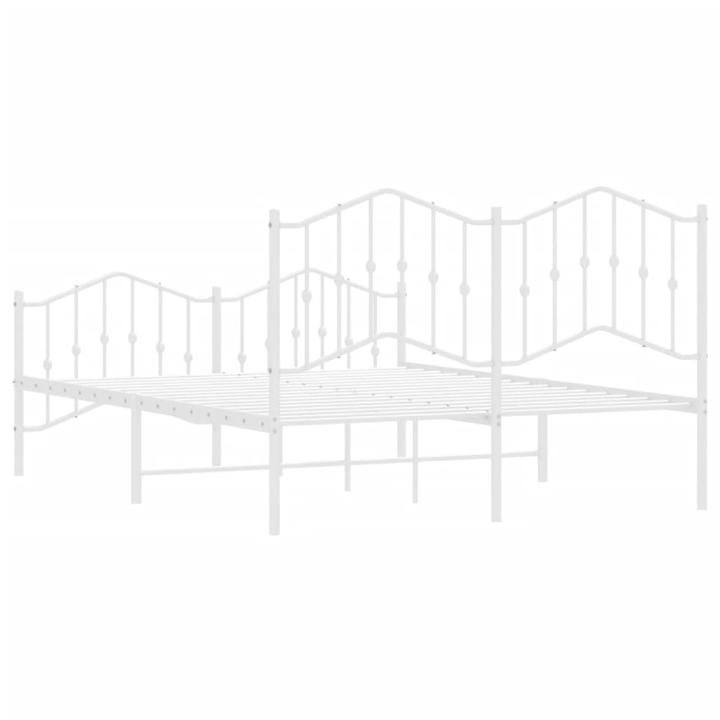 Cadru pat metalic cu tăblie de cap/picioare , alb, 150x200 cm - Lando
