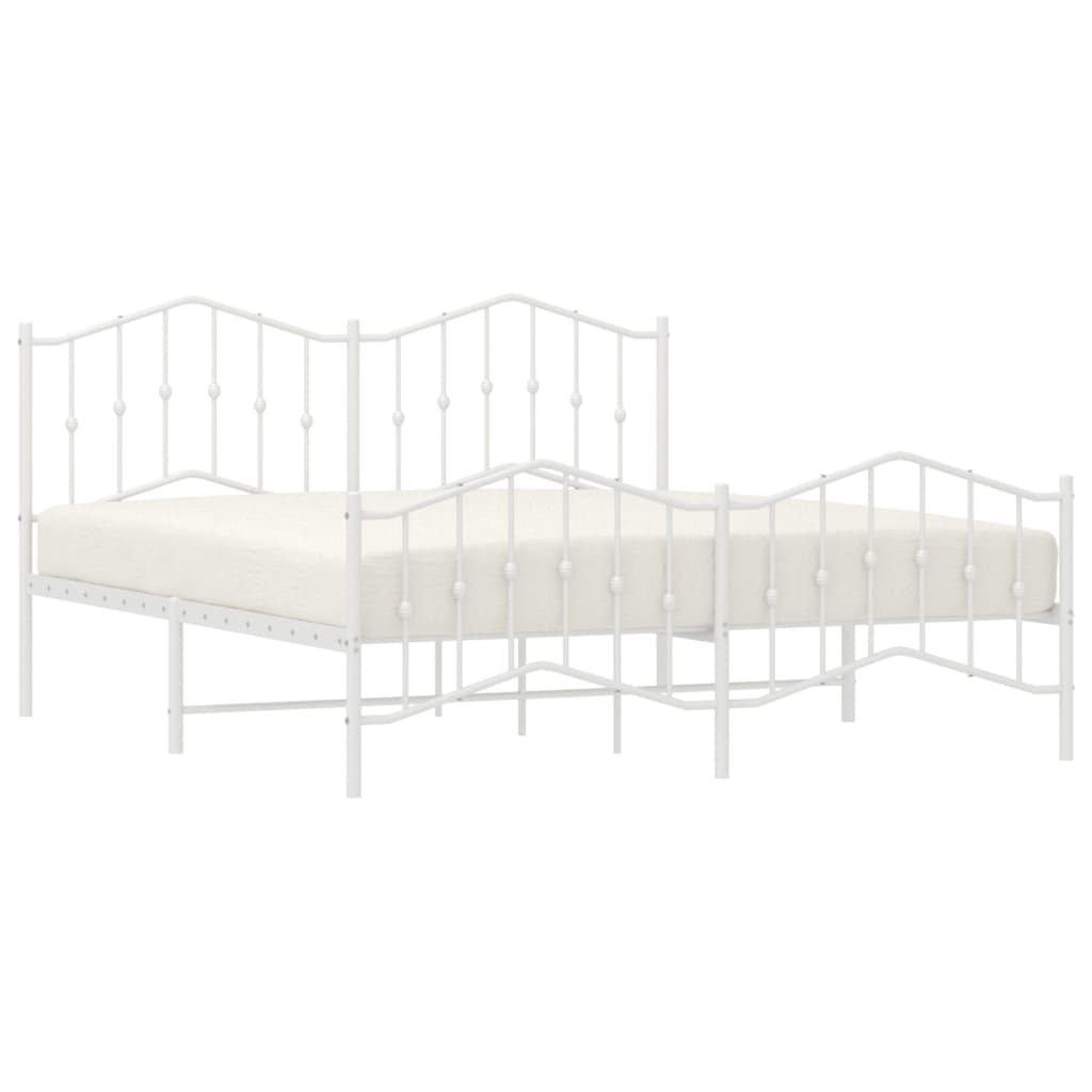Cadru pat metalic cu tăblie de cap/picioare , alb, 160x200 cm - Lando