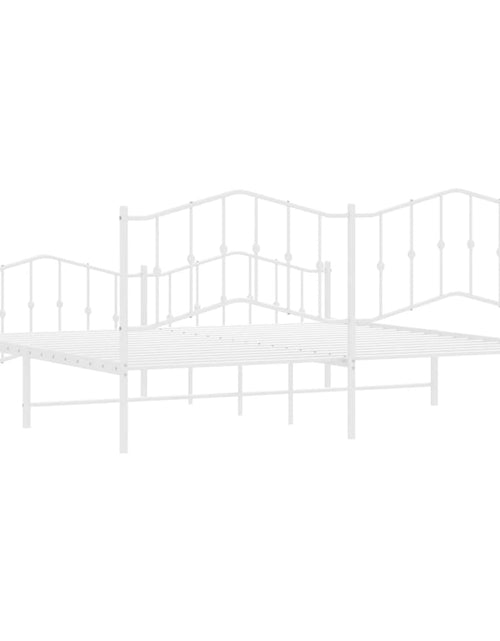 Загрузите изображение в средство просмотра галереи, Cadru pat metalic cu tăblie de cap/picioare , alb, 193x203 cm - Lando

