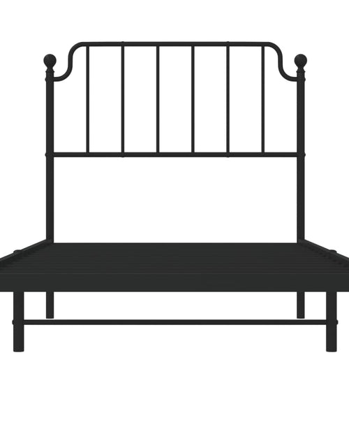 Încărcați imaginea în vizualizatorul Galerie, Cadru de pat metalic cu tăblie, negru, 90x190 cm - Lando
