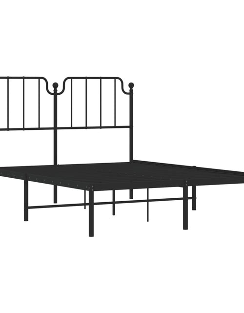 Încărcați imaginea în vizualizatorul Galerie, Cadru de pat metalic cu tăblie, negru, 140x200 cm - Lando
