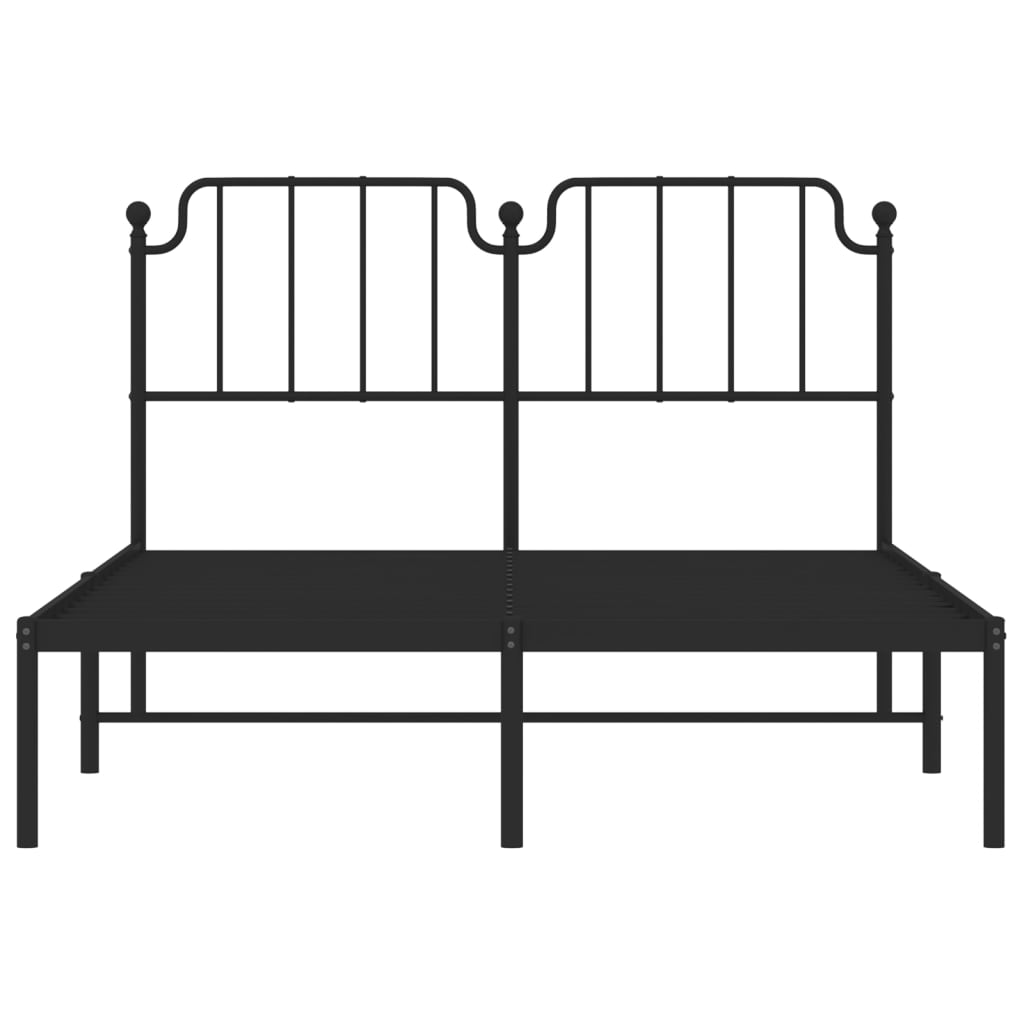 Cadru de pat metalic cu tăblie, negru, 140x200 cm - Lando