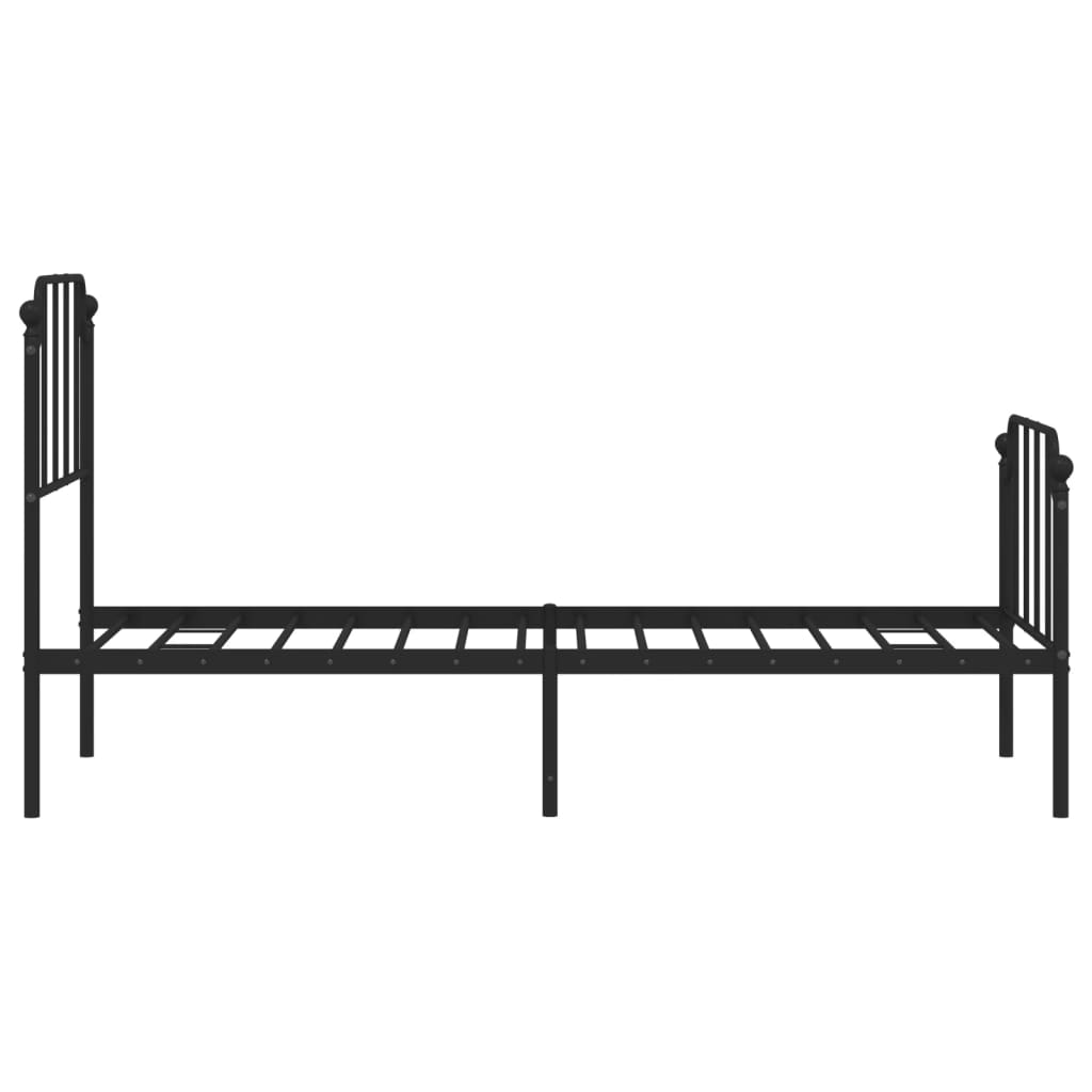 Cadru pat metalic cu tăblii de cap/picioare negru, 80x200 cm - Lando