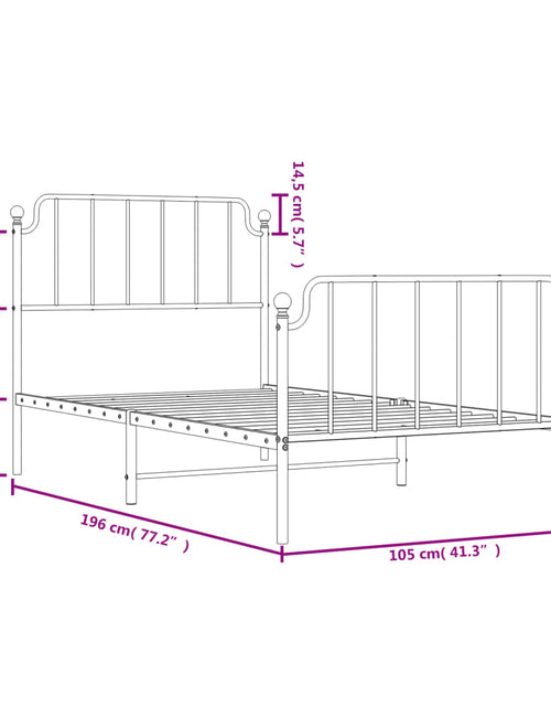 Încărcați imaginea în vizualizatorul Galerie, Cadru pat metalic cu tăblii de cap/picioare negru, 100x190 cm - Lando
