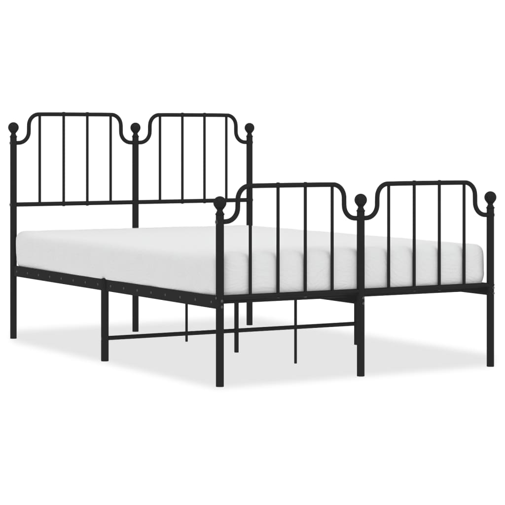 Cadru pat metalic cu tăblie de cap/picioare negru, 120x190 cm - Lando