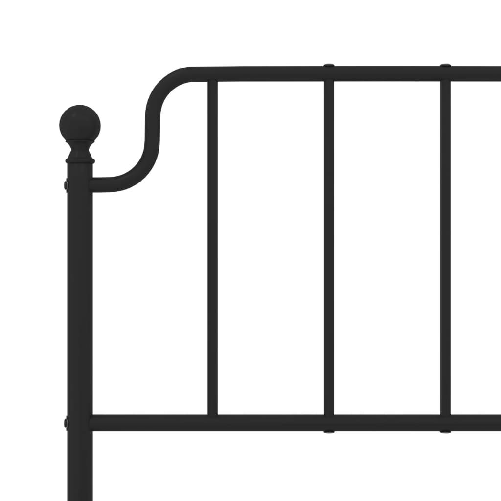 Cadru pat metalic cu tăblie de cap/picioare negru, 120x190 cm - Lando