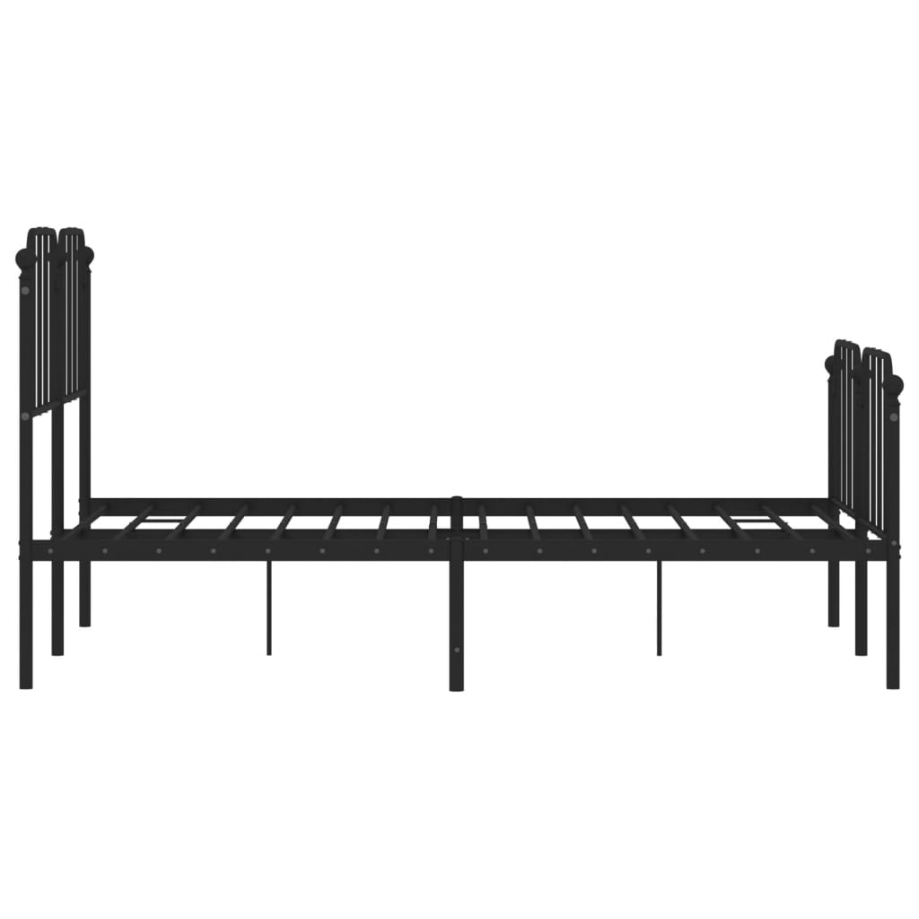 Cadru pat metalic cu tăblie de cap/picioare , negru, 120x200 cm - Lando