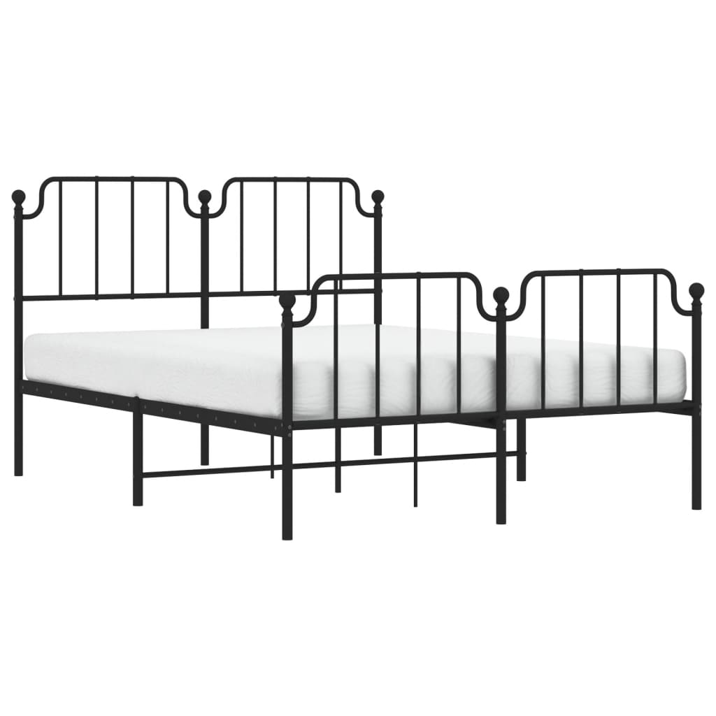 Cadru pat metalic cu tăblie de cap/picioare , negru, 140x200 cm - Lando