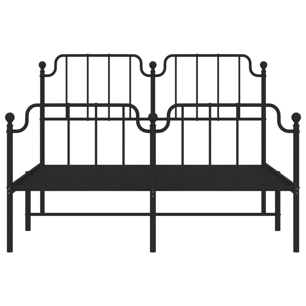 Cadru pat metalic cu tăblie de cap/picioare , negru, 150x200 cm - Lando