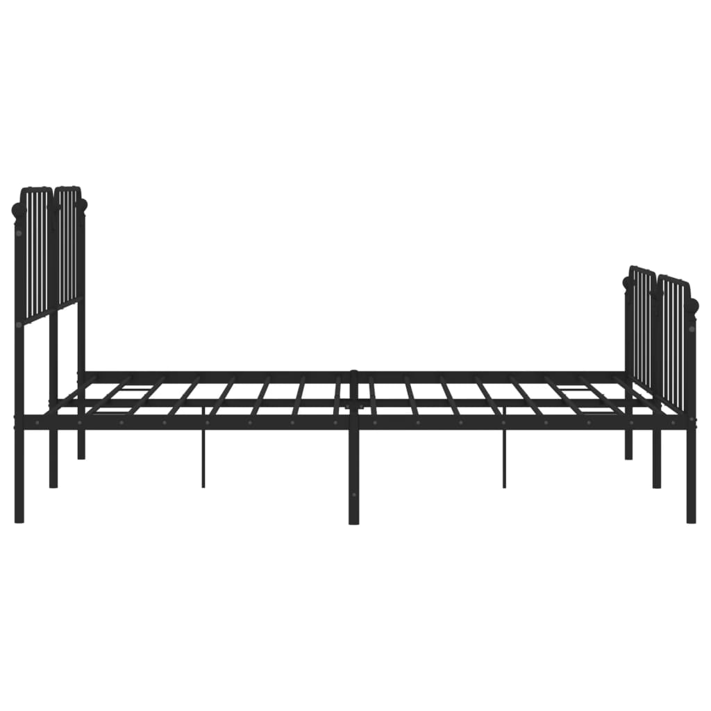 Cadru pat metalic cu tăblie de cap/picioare , negru, 160x200 cm - Lando