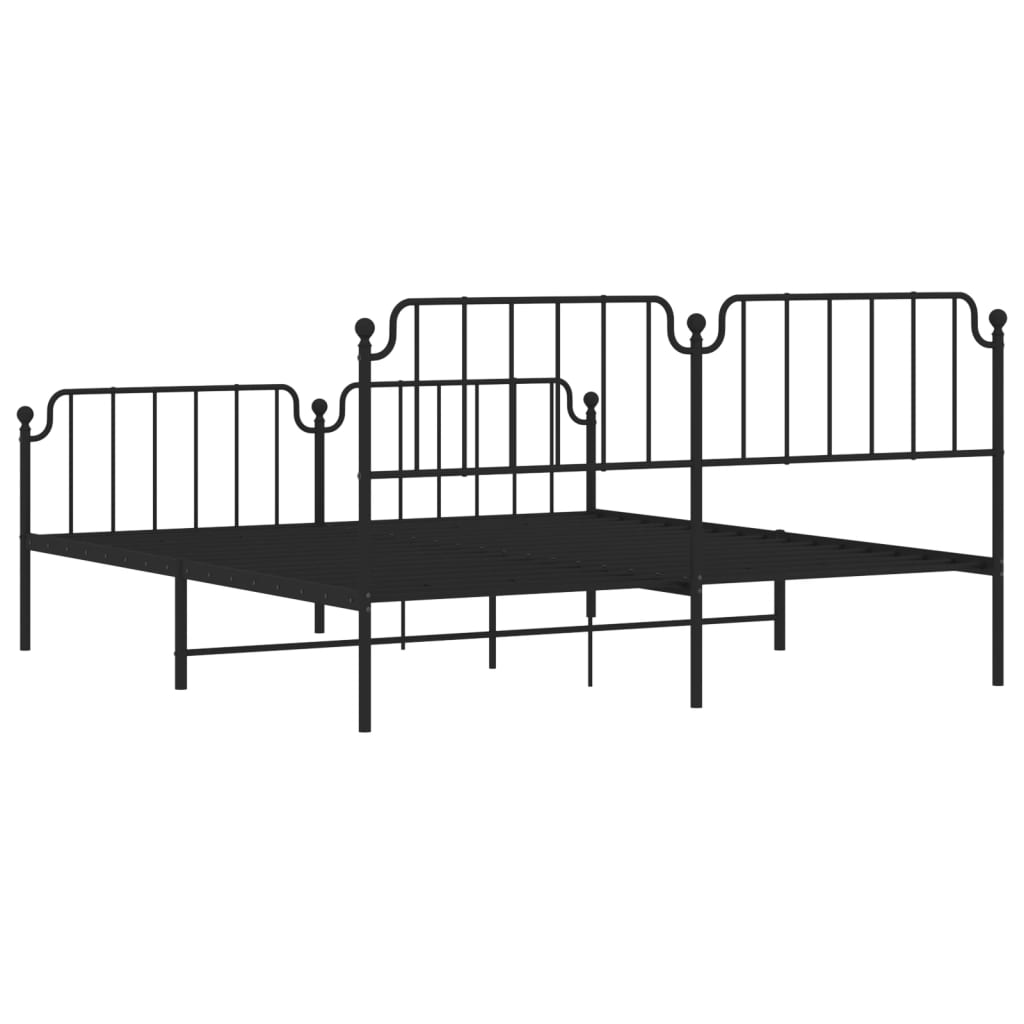 Cadru pat metalic cu tăblie de cap/picioare , negru, 160x200 cm - Lando