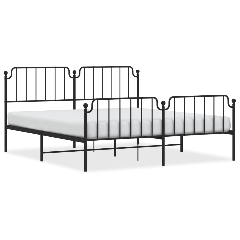 Cadru pat metalic cu tăblie de cap/picioare , negru, 180x200 cm - Lando
