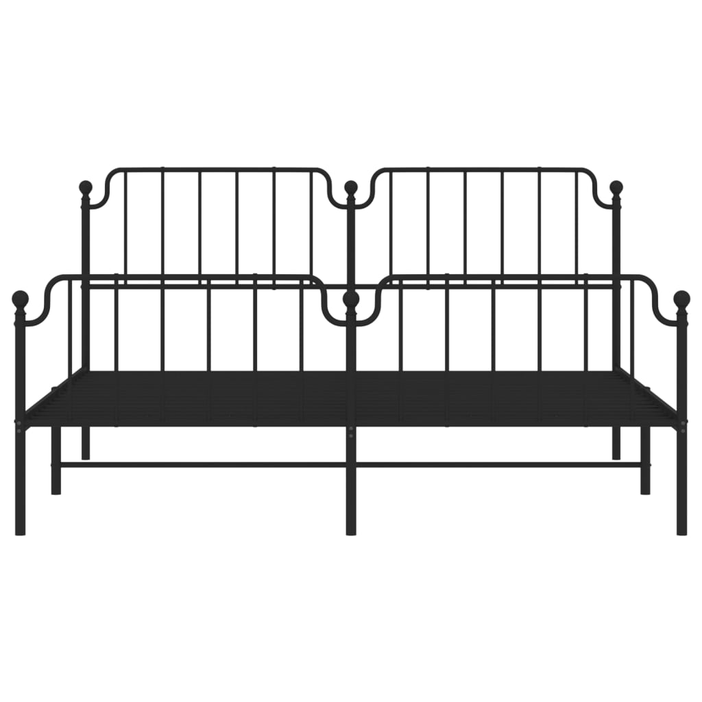 Cadru pat metalic cu tăblie de cap/picioare , negru, 180x200 cm - Lando