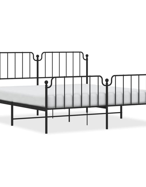 Încărcați imaginea în vizualizatorul Galerie, Cadru pat metalic cu tăblii de cap/picioare , negru, 183x213 cm - Lando
