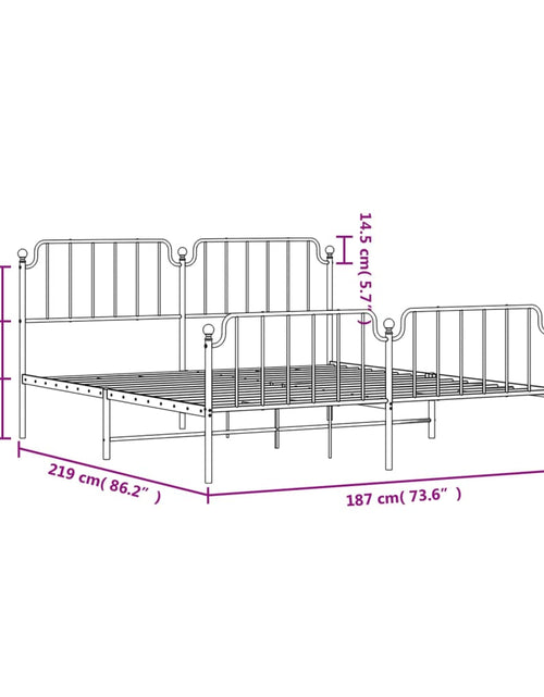 Încărcați imaginea în vizualizatorul Galerie, Cadru pat metalic cu tăblii de cap/picioare , negru, 183x213 cm - Lando
